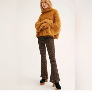 Free People Brown Patterned Flare Pants